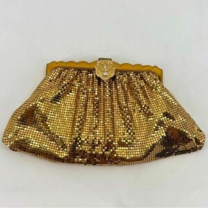 Whiting & Davis Vintage 40’s Iconic Crystal Gold Metal Mesh Rhinestone Clutch